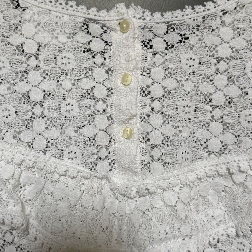 Sezane Ninon Blouse Size 40 US 8 White Lace Ruffle Long Sleeve Romantic Top - Picture 8 of 14